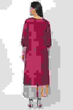 Maroon Viscose Straight Printed Kurta image number 4