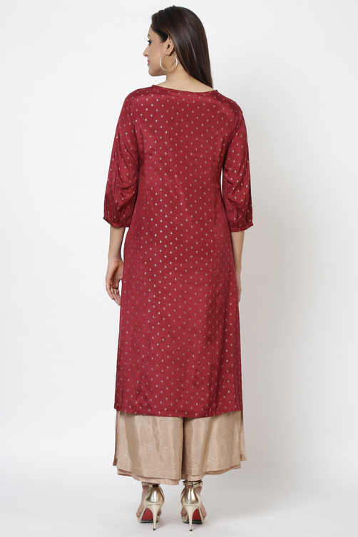 Black Viscose Straight Printed Kurta image number 4