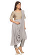 Wine Art Silk Anarkali Kurta Slim Pant Suit Set image number 5