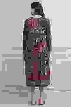 Rust Cotton Blend Flared Printed Dress image number 3