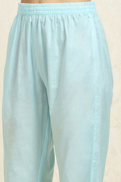 Blue Cotton Handloom Unstitched Suit Set image number 3