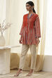 Orange Modal Printed Shirt-Style Short Kurta image number 2