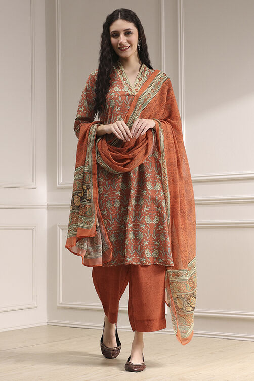 Blue Printed Straight Suit Set image number 0