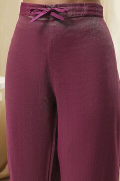 Purple Art Silk A-Line Kurta Palazzo Suit Set image number 2
