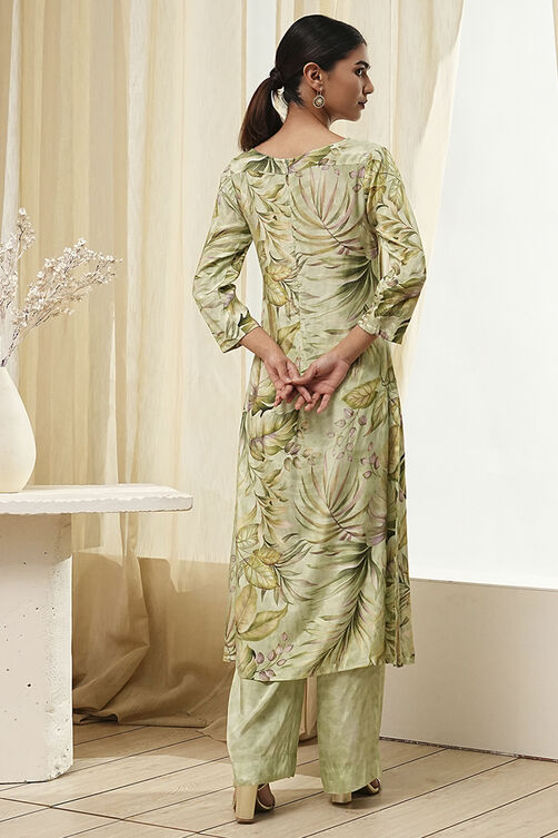Pink Modal Floral Printed Straight Kurta Set image number 5