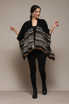 Black Cotton Jacquard Straight Yarndyed Sweater image number 0