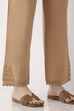 Beige Cotton Relaxed Dyed Pants image number 6
