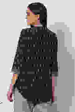 Indigo Cotton Short Yarndyed Kurti image number 4