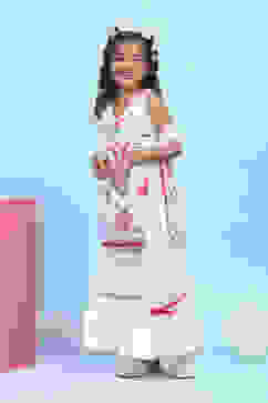 White Cotton Printed Straight Suit Set image number 3