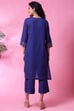 Red Cotton Flax Straight Kurta Pants Set image number 5