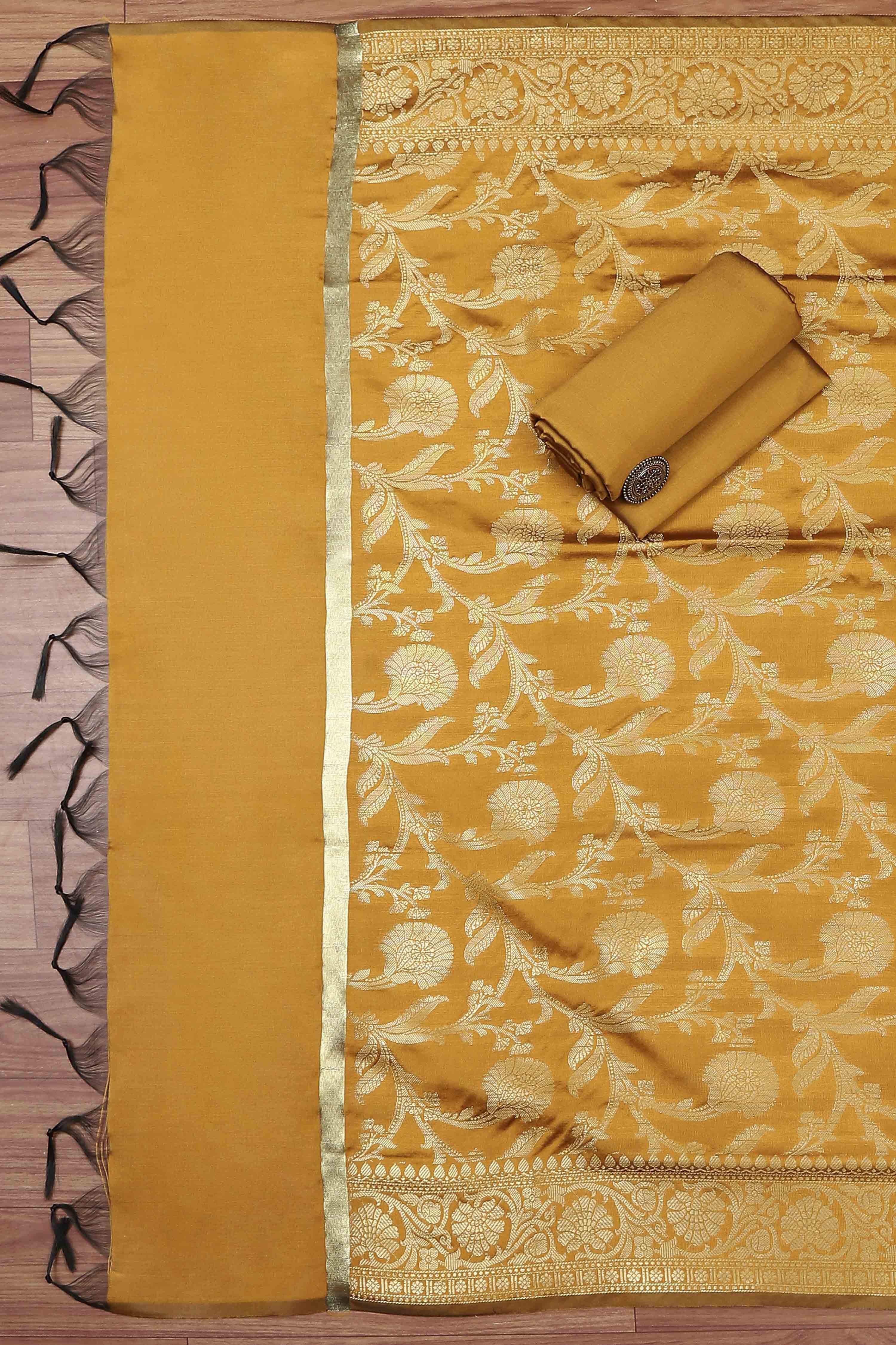 Rama Green Silk Unstitched Suit Set image number 3