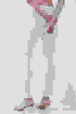 White Solid Cotton Lycra Straight Pants image number 5