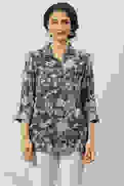 Indigo LIVA Straight Printed Shirt image number 3