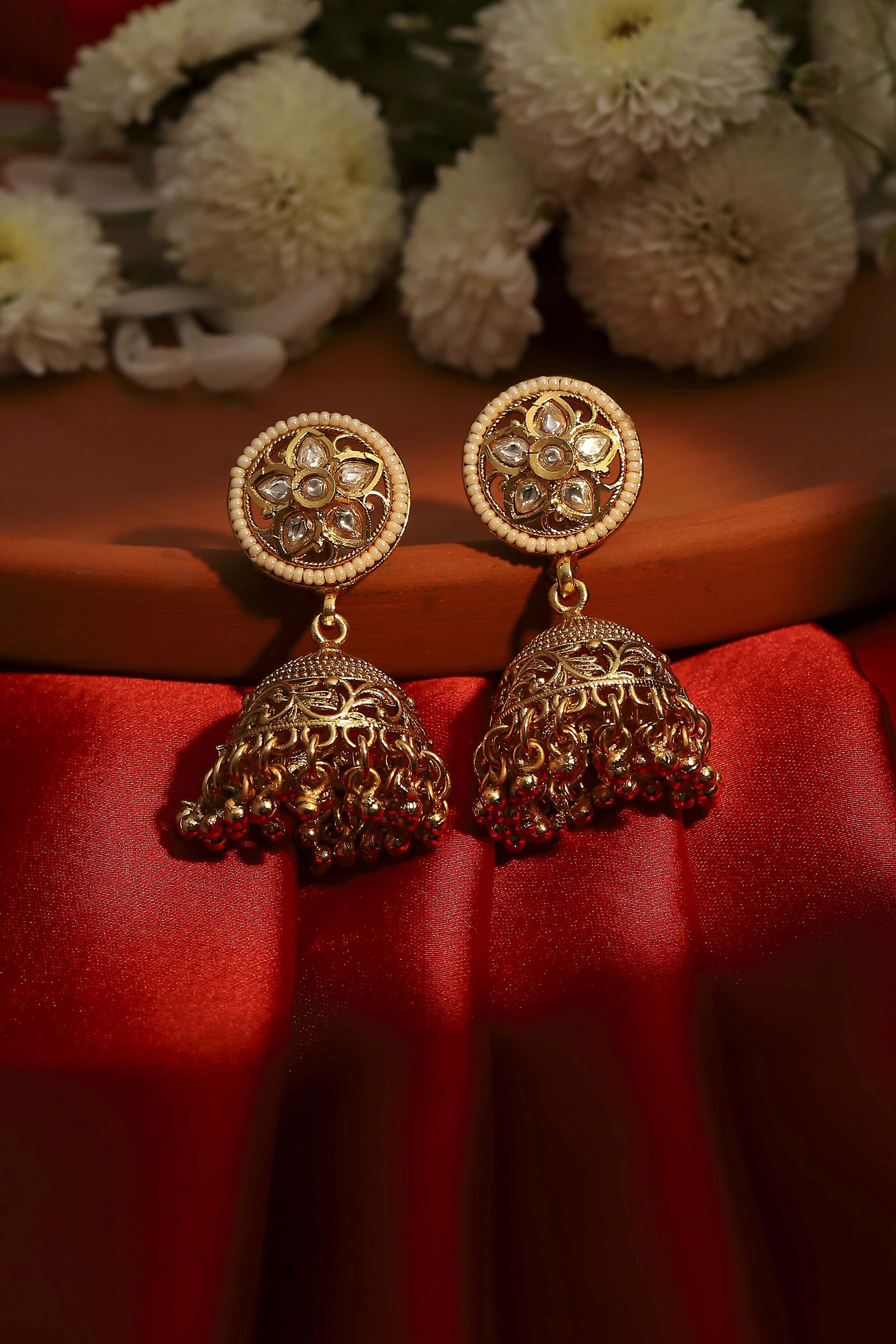 Gold Stone Earrings image number 0