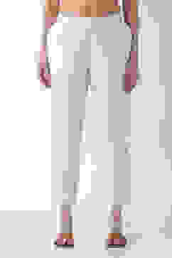 White Cotton Slim Pants image number 4