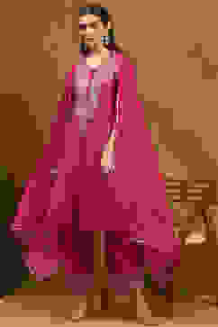 Fuchsia Embroidered Kalidar Suit Set image number 6