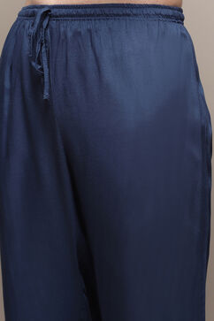 Indigo Rayon Straight Kurta Pant Suit Set image number 2