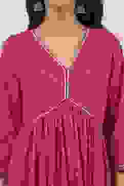 Pink Cotton Anarkali Suit Set image number 1