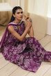 Berry Purple Cotton Floral Peplum Suit Set