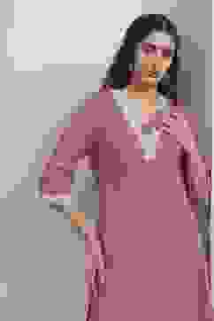 Purple Cotton Straight Kurta image number 6