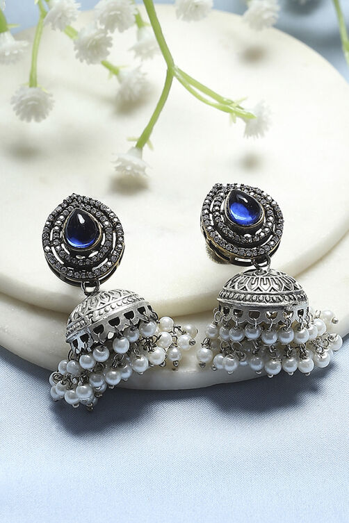 Navy Brass Jhumka image number 0