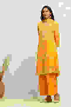 Yellow Embroidered Kalidar Suit Set image number 3