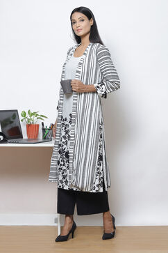 Black Grey LIVA Printed Kurta with Jacket image number 5