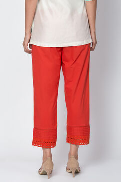 Red Cotton Solid Pant image number 5