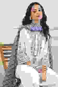 White Cotton Straight Suit Set image number 7