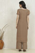 Brown Georgette Machine Embroidered Unstitched Suit Set image number 5