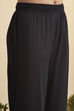 Black Viscose Blend Straight Suit Set image number 2