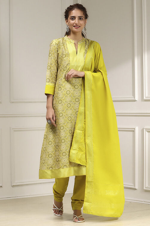 Orange Cotton Digital Print Unstitched Suit Set image number 1
