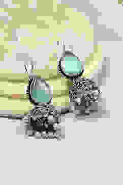 Mint Green Brass Jhumka image number 0