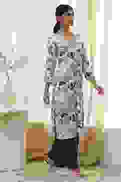 Blue and White Floral Printed Straight Kurta image number 4