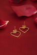 Gold Plated Brass Heart Shaped Stud Earrings image number 2