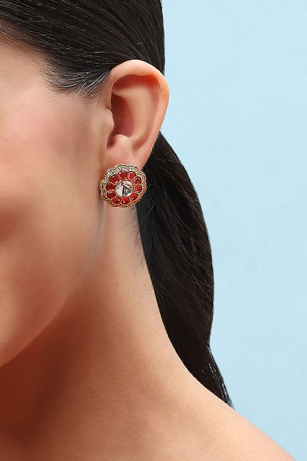 Dark Pink Brass earrings image number 3