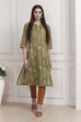 Green Cotton Printed Straight Kurta image number 6