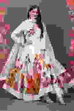 Rohit Bal Off White Cotton Silk Anarkali Printed Suit Set image number 7