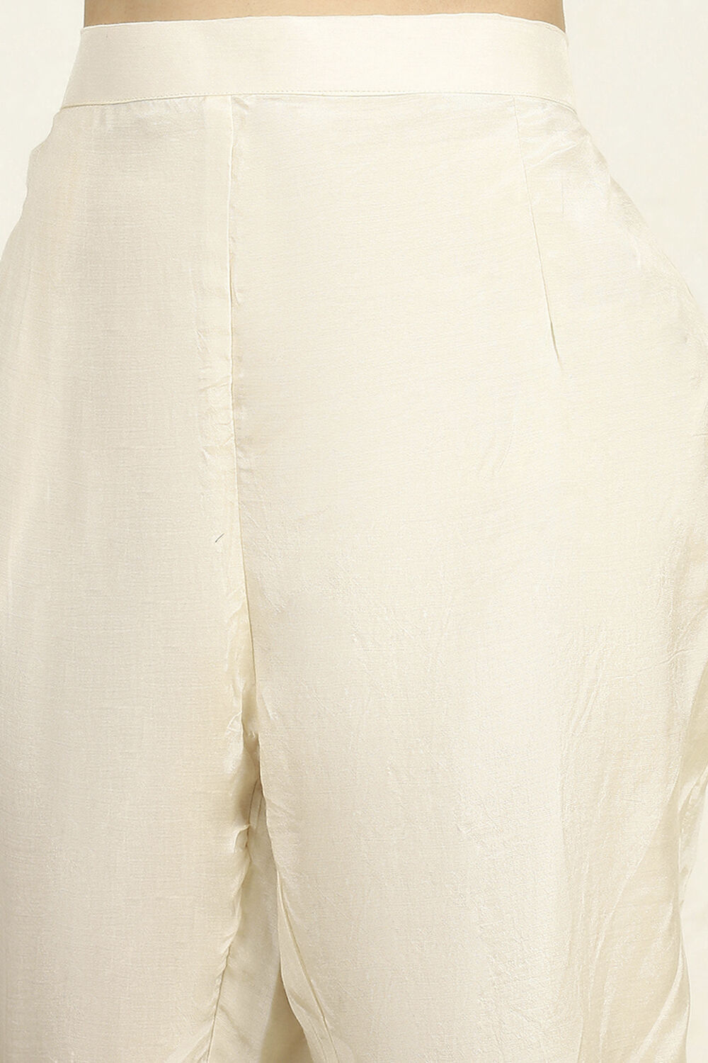 Beige Chanderi Unstitched Suit Set image number 3