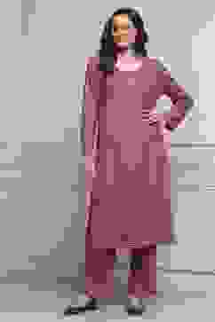 Pink Polyester Straight Printed Kurta Pants Set image number 0