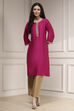 Beige Solid Straight Kurta image number 5