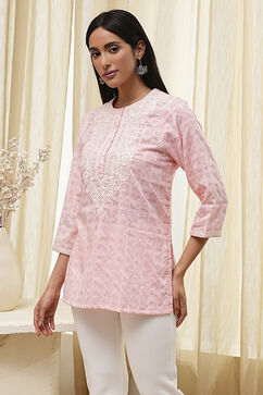 Pink Straight Short Kurta image number 2