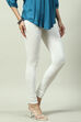 White Cotton Blend Solid Churidar image number 3