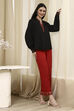 Red Dyed Straight Palazzos image number 0