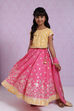 Yellow And Pink Cotton Lehenga Set image number 4