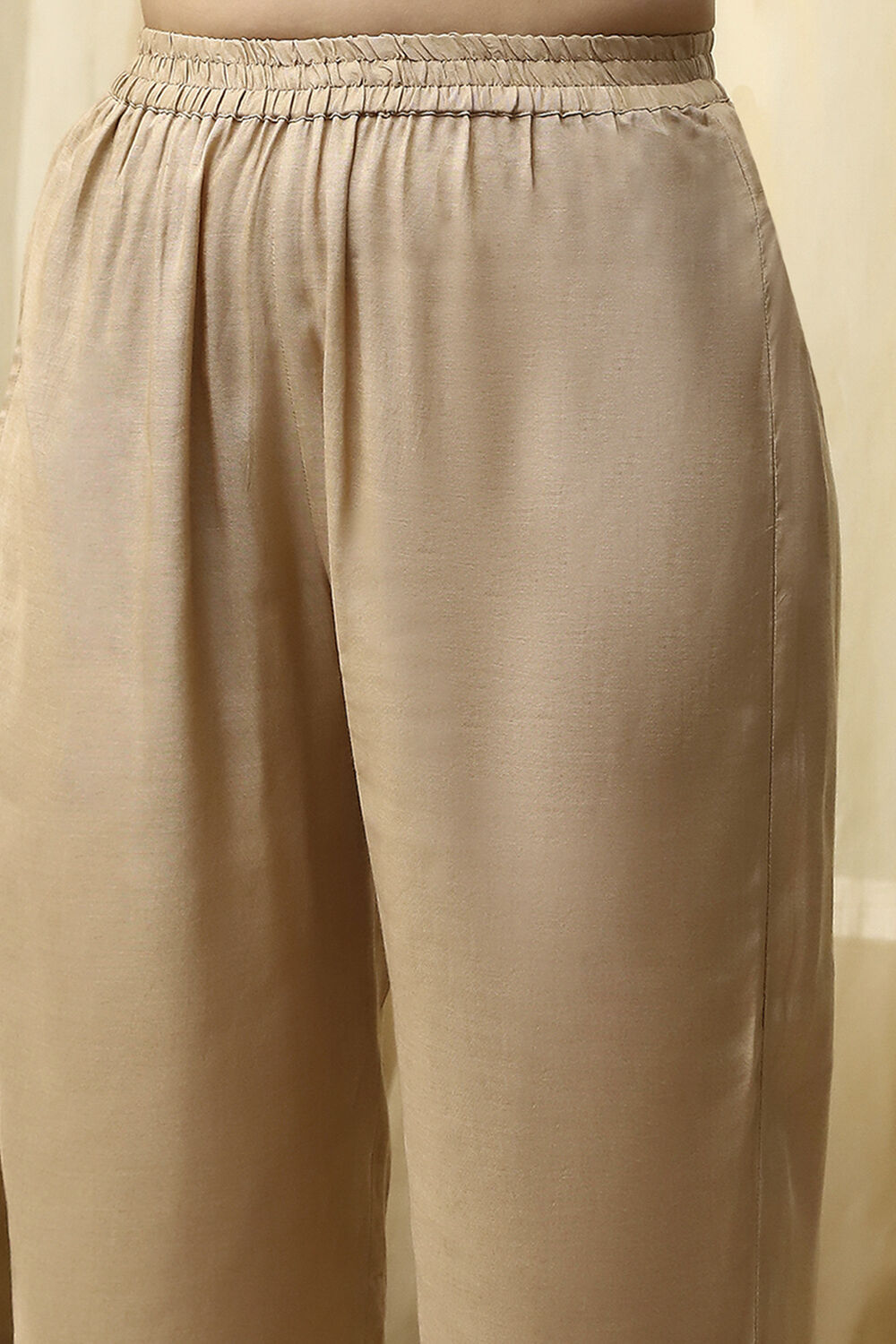 Beige Chanderi Jamdani Unstitched Suit Set image number 4