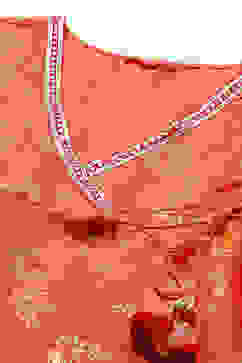 Orange Polyester Front Open Printed Suit Set image number 1