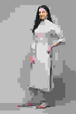 Light Blue Chanderi Blend Printed Unstitched Suit Set image number 6