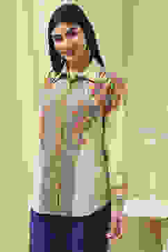 Beige Cotton Floral Printed Shirt image number 1