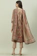 Pink Cotton Straight Kurta Slim Pant Suit Set image number 4